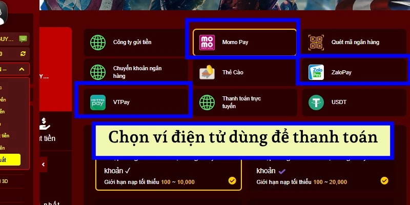 Hướng Dẫn Chi Tiết Nạp Tiền 33WIN - Chỉ Mất 3 Phút! 8 Chọn loại ví điện tử mà bạn muốn sử dụng để thanh toán.